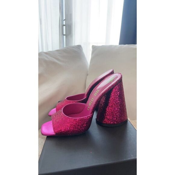THE ATTICO Devon sequin leather mules fuchsi IT39